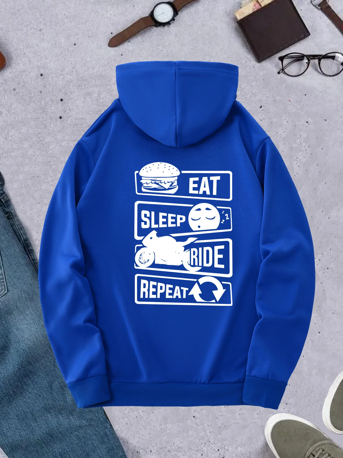 韓国トレンドのメンズパーカー。食べ、眠り、走る、繰り返す。モ - Korean Men Lifestyle のレビューと価格